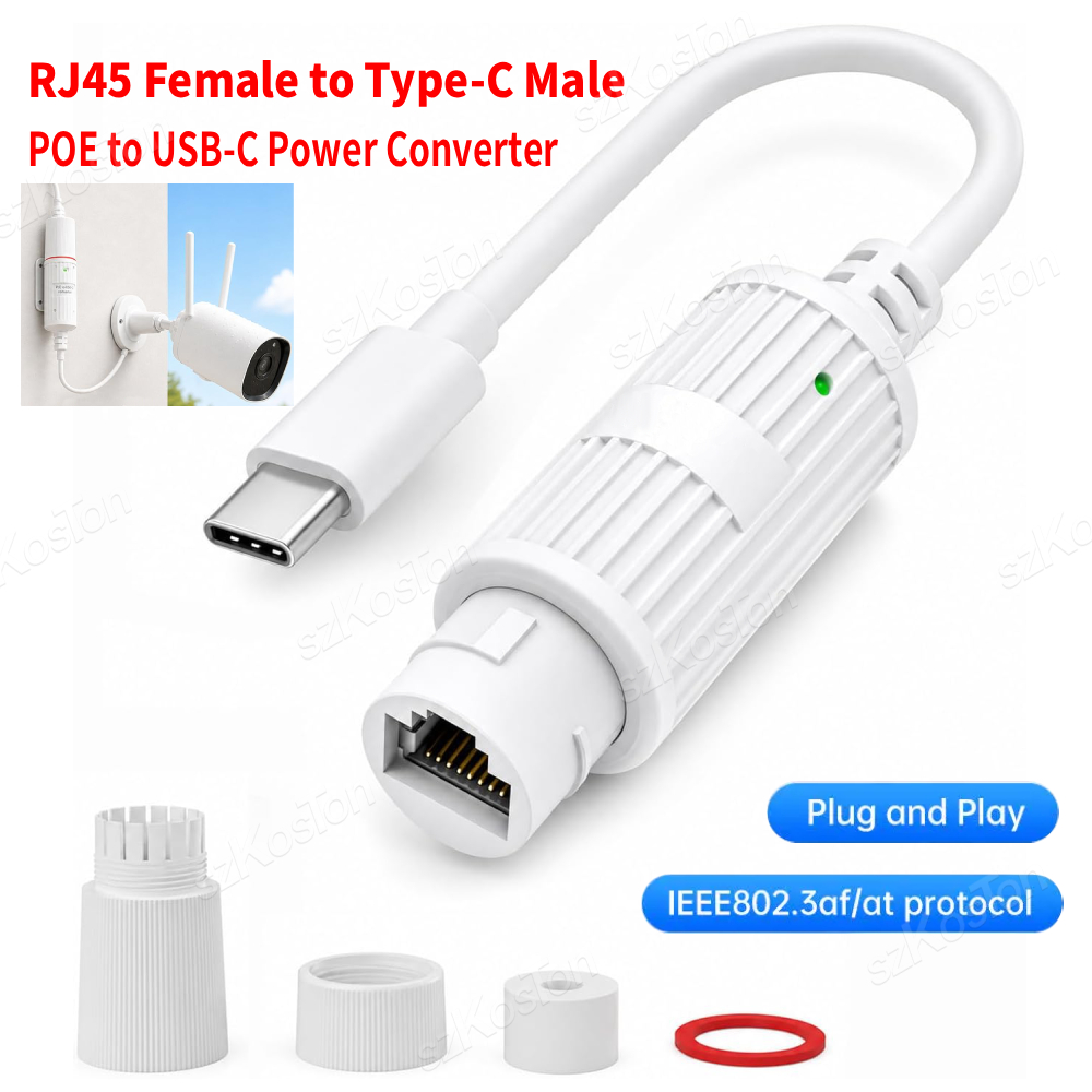 Outdoor Power Monitor - Konwerter zasilania POE na USB-C, adapter