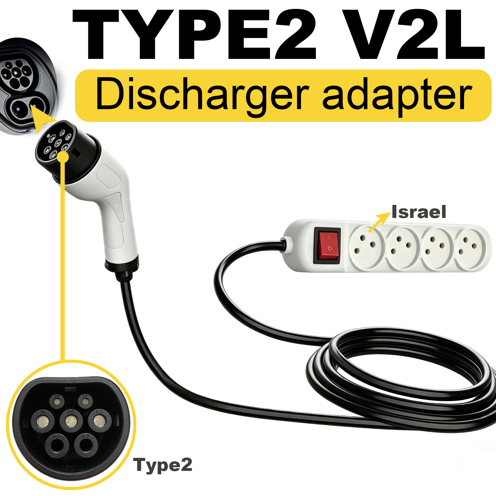 Outdoor Power Adapter - Adapter rozruchowy Type2 V2L z izraelską